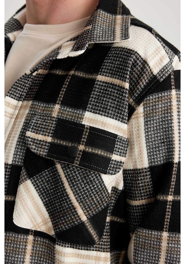 DeFacto Relax Fit Waffle Kareli Pamuklu Uzun Kollu Gömlek Z0639AZ24SPBG732