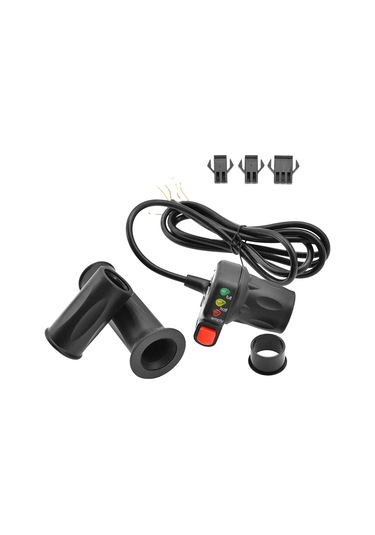 Ranyeek 36v/48v Elektrikli Bisiklet Gaz Kumandası - Pil Göstergeli Ve Güç Düğmeli Siyah