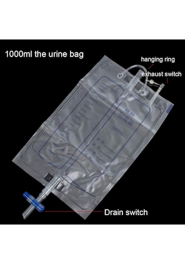 Urinal Pee Tutucu, İdrar Torbası Toplayıcı 1000ml Giyilebilir Koleksiyon Urinal Çanta Renkli