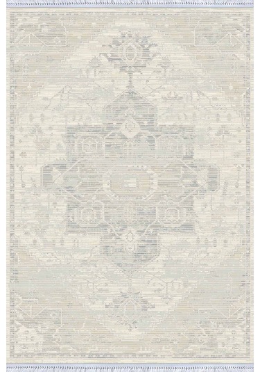 Ekru Vintage Dokuma Pamuk Tabanlı Kaymaz Kilim Klm369