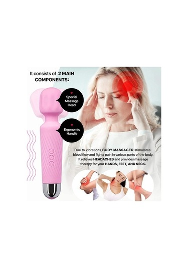 Pazly Taşınabilir Silikon Şarjlı Pembe Mufunye Modlu Masaj Aleti, Hızlı Kablolu Gövde Masajı 8-20 Bv Pembe Pembe