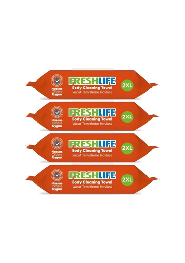 Freshlife Hasta Vücut Temizleme Islak Mendil Havlu 50 Yaprak XL 2'li Set