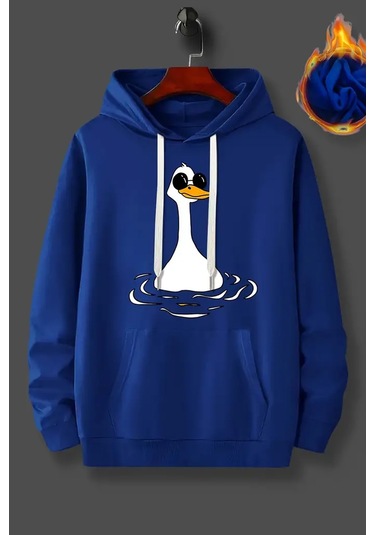 Duck Baskılı Oversize Sweatshirt Mavi