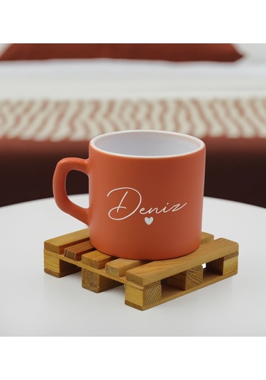 Bk Gift Kişiye Özel İsimli Somon Renkli Middle Çay & Kahve Fincanı-1, Arkadaşa Hediye, Sevgiliye Hediye, Doğum Günü Hediyesi Kobitmeyencom32479 Bk Gif