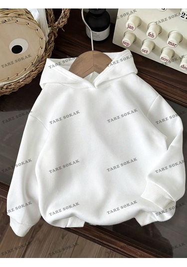Y2k Trend Sezon Unisex Retro Sweatshırt Kapşonlu Kod 1900 Trz2280 Beyaz