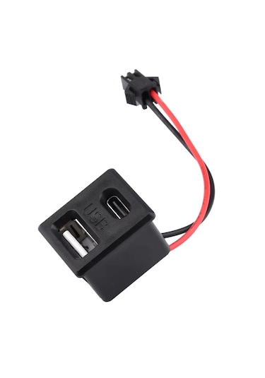 Type-c / Usb A Dişi Soket Kavisli 2 Pin 10cm Kablo Jst Çift Usb