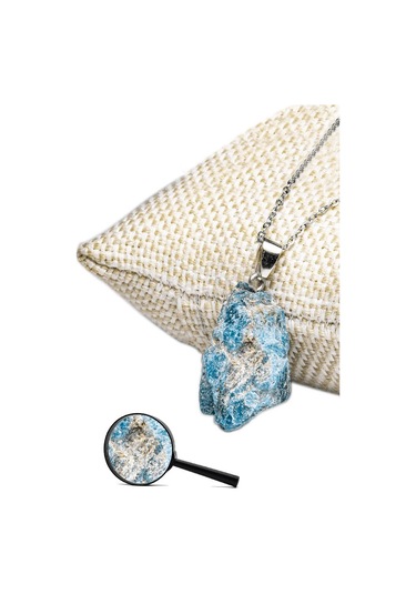 Sertifikalı Ham Işlenmemiş Doğal Apatit Taşı Kolye Gümüş Aparatl Çok Renkli