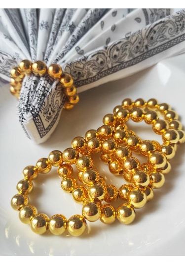 6 Adet İncili Peçete Yüzüğü Halkası Gold