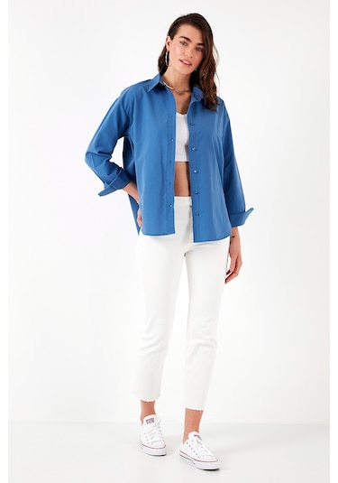 Lela Pamuklu Regular Fit Önü Kısa Arkası Uzun Oval Kesim Bayan Gömlek Cf25S163867 Saks