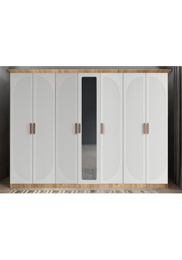 Datça Membran 7 Kapaklı Gardırop Montaj Dahil Çam Beyaz 280 Cm