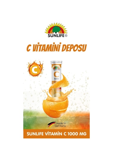 Sunlife Vitamin C 1000 Mg 20 Efervesan Tablet 3 Adet