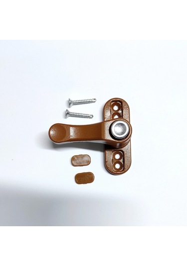 Düğmeli  Pvc Kaplama Pencere Metal Güvenlik Kilidi Açık Kahverengi