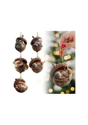 Xindoker Orman Hayvanı Fıstık Açık Figürü - 2d Akrilik Ev Dekorasyonu - Kışlık/noel Aksesuarı Tilki Desenli, Tek Adet