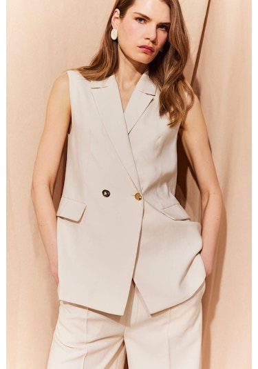 Defacto Regular Fit Ceket Yaka Akışkan Kumaş Blazer Yelek E8487AX25SM Ekru Defacto Regular Fit Ceket Yaka Akışkan Kumaş Blazer Yelek E8487AX25SM Ekru