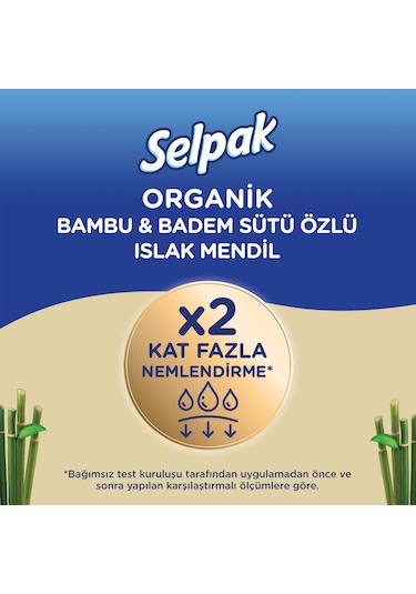 Selpak Organik Bambu Özlü & Badem Sütü Özlü Islak Mendil 12'li