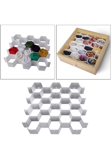 Homyl Petek Dolap Çorap İç Çamaşır Çekmece Bölücü Düzenleyici Gri Gri