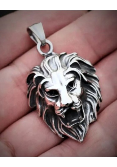Paslanmaz Çelik Kral Aslan Kolye / 70 Cm Zincirli