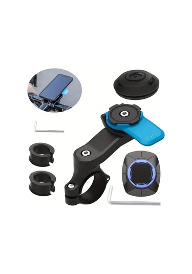 Xuweiwei Mavi Yuvarlak Şok Emici Motosiklet Bisiklet Telefon Tutucu 360 Derece Döner Direksiyon Titreşim Yalıtıcı Kelepçe