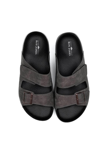 Roy Jones Madrid Erkek Gri Cırtlı Tokalı Günlük Terlik 5001 Gri