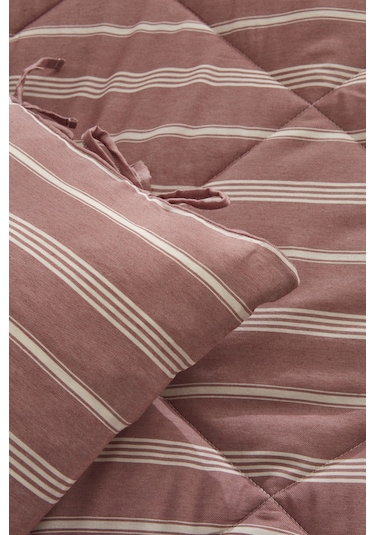 Karacahome Sarah Anderson Barlet Tek Kişilik Comfort Set Çizgili Bordo