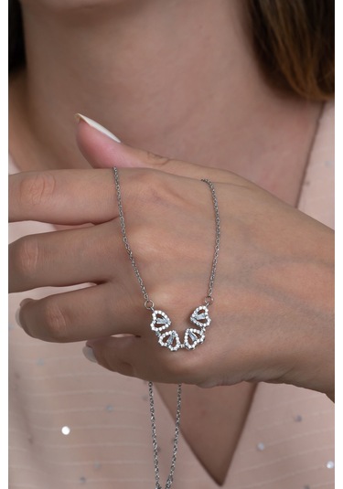 Yonca Ve Kalpli Kadın Çelik Kolye 2 Farklı Kullanım Şekli Eck46 001