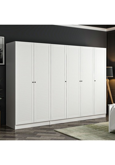 Minar Kale 6 Mebran Panjur Kapaklı 2 Çekmeceli Dolap Beyaz/beyaz 190cm Beyaz