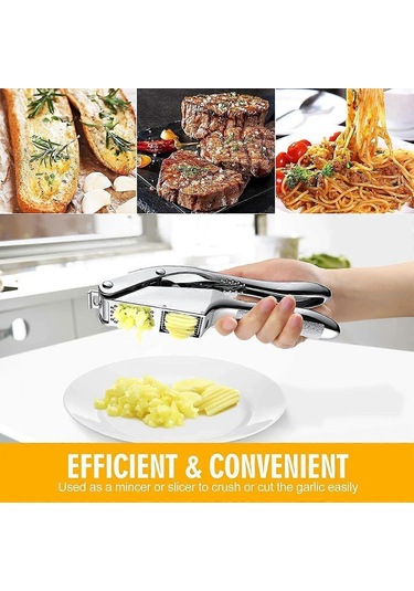 2'si 1 Arada Sarımsak Presi Paslanmaz Çelik Soyucu Sıkacağı Kırıcı Dayanıklı Ergonomik Mutfak Alet Aksesuarları Siyah