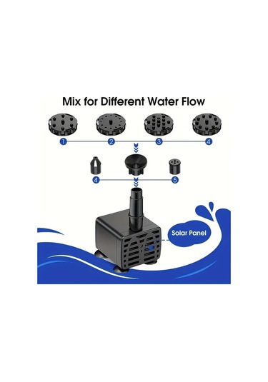 Motion003 1 5w Mini Pompa 6 Nozullu Güneş Enerjili Dış Mekan Fıskiye Seti Kuş Banyoları Havuz Bahçe Akvaryum