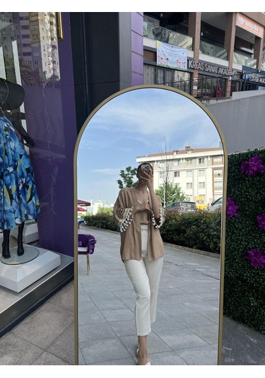 Kol Detaylı Salaş Keten Kimono - Kahverengi-102 Sarı
