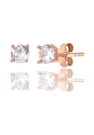 Zanaatsilver 925 Ayar Gümüş Pırlanta Montürlü Rose Tektaş Küpe 5 MM