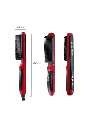 Moveevo Sakal Düzleştirme Tarağı Taşınabilir Sakal Bakımı Lcd Ekranlı İyon Düzleştirme Tarağı Isıtmalı Anti-statik