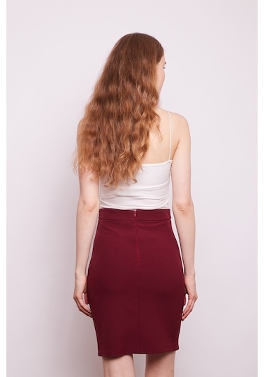 Jument Kadın Yüksek Bel Diz Üstü Likralı Pamuklu Kalem Etek