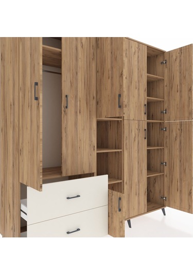 Kronos Dolap 12 Raflı 2 Çekmeceli Tek Askılı 220x59x243 Çam-çam/aytaşı Atlas Çam/aytası