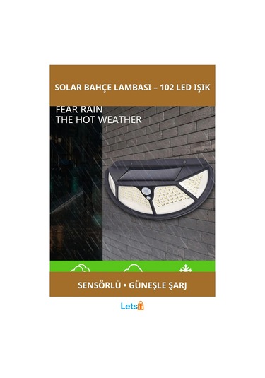 Fonksiyonel Sensörlü 102 Ledli Güneş Enerjili Bahçe Lambası Çok Renkli