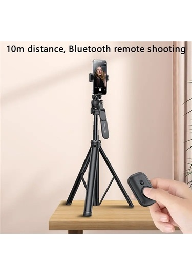 Cbtx Yesıdo Sf17 Çok Fonksiyonlu Geri Çekilebilir Metal Tripod Stand Selfie Stick Cep Telefonları Kamerası Siyah