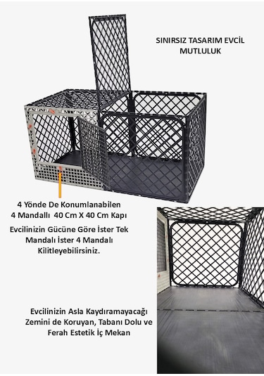 Leganest Alt Üst Kapalı Ultra Sağlam Çit Kafes 60 x 120 x 60 CM