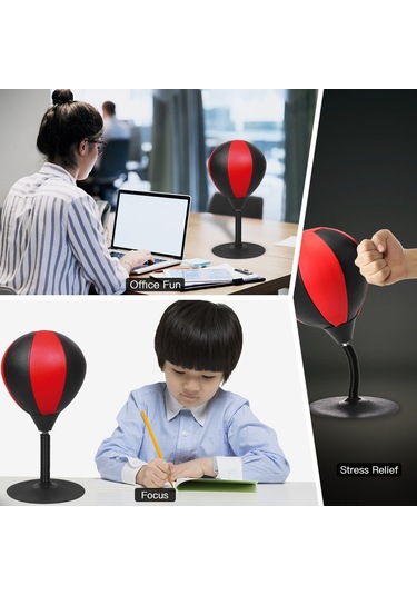 Konesam Ofis Stres Çözücü Pu Deri Masaüstü Savaş Topu - Geri Tepki Yaylı Süngerli Egzersiz Aleti