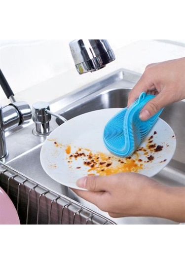 2&apos Li Kir Tutmaz Tırtıklı Yüzey Bulaşık Yıkama Pedi Go506011 Çok Renkli