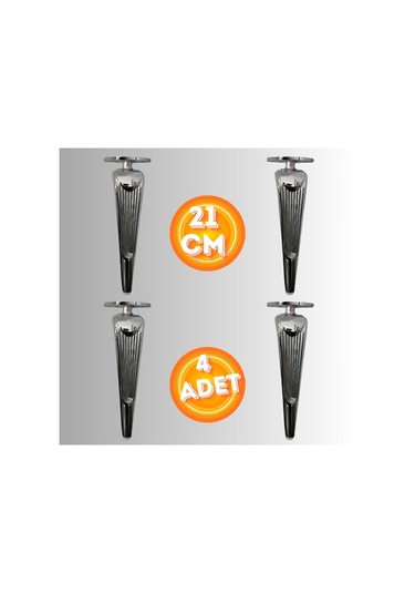 21 Cm Metal Klas Koltuk Ayağı Mobilya Ayağı Ünite Ayağı Konsol Ayağı Puf Berjer Ayağı 4 Adet Krom