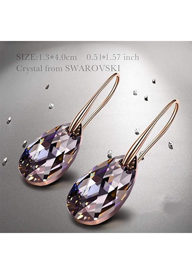 Monemel Rose Siyah Kristal Damla Küpe Altın Kaplama E0364 Gümüş