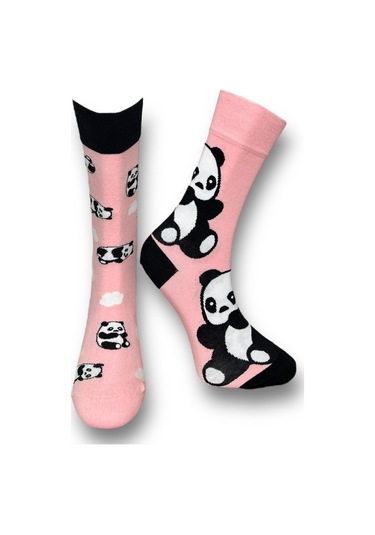4'lü Unısex Panda, Ayı, Müzik Ve İçki Temalı Esnek Nem Alabilen Pamuklu Spor Soket Çoraplar Çok Renkli