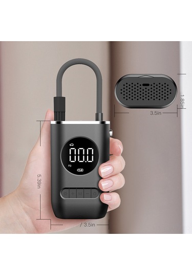 Wezone Siyah Akıllı Kablosuz Araç Hava Pompası - Dijital Göstergeli, Otomatik Duran, 4000mah Pil, Led Işık, Bisiklet/motosiklet Lastikleri İçin