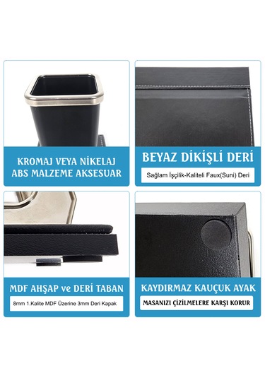 Prozenis Aksu Krom Detaylı İsimlikli Sümen Takımı Lüks Ofis Seti