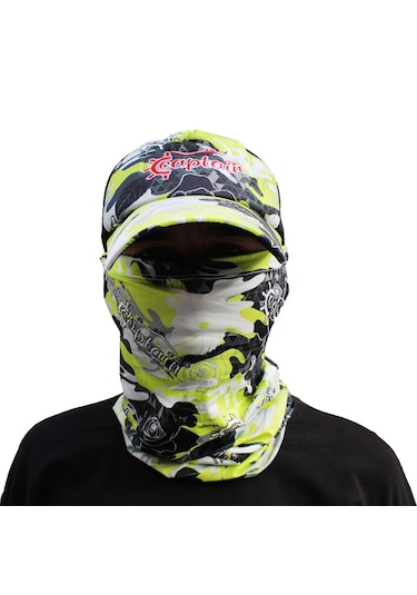 Captain Fisherman Style Set Şapka Eldiven Kolluk Buff Camo Green Çok Renkli