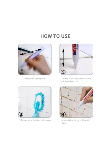 Teltree "fayans Derz Yenileme Kalemi - Hızlı Kuruyan, 6 Renk Seçenekli, Mutfak & Banyo İçin Pratik Çözüm" Beyaz