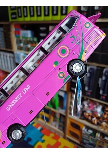 Metal Yolcu Otobüsü Dıecast Koleksiyon Sesli Işıklı Far Yanar Oto