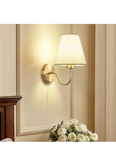 Burenze Duvar Aplik Eksitme Gold Gövde Beyaz Abajur