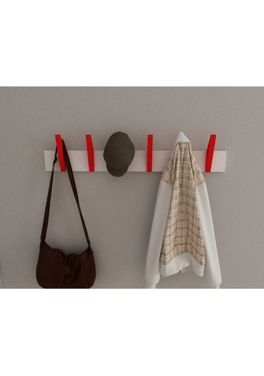 Hepsi3boyutlu Modern Duvar & Kapı Kanca Askılık - 6 Adet Kırmızı Kanca Askılık - Model No : 4 Kırmızı