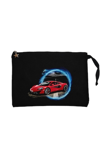 Asphalt 9 Legends 3D Car Siyah Clutch Astarlı Cüzdan / El Çantası Siyah