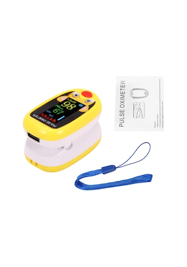 Vkemall Pulse Oksimetre Çocuk Nabız Oksimetresi Fingertrip Mini Spo2 Monitörü Oksijen Doygunluk Monitörü Sarı